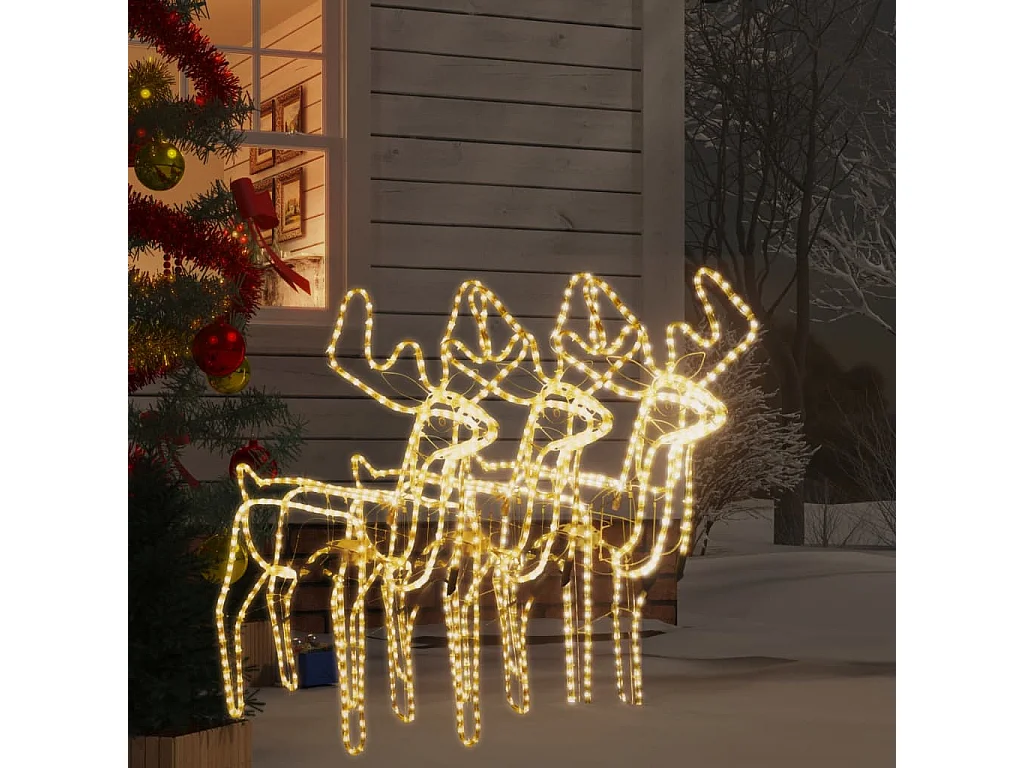 Rennes de Noël avec têtes mobiles 3 pcs Blanc chaud