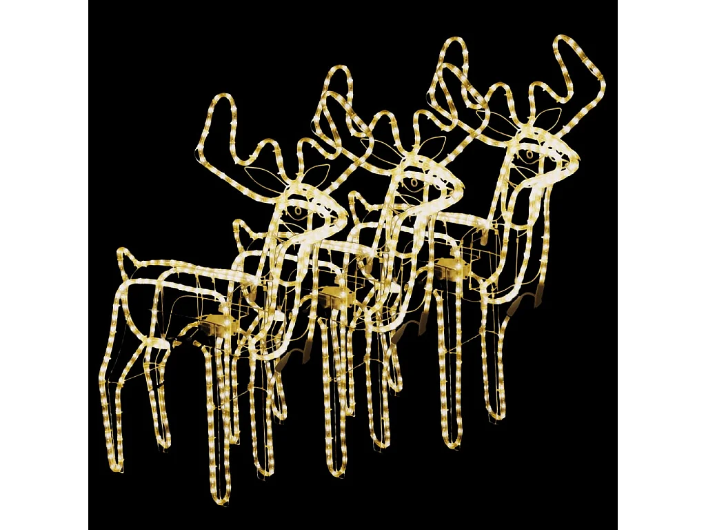 Rennes de Noël avec têtes mobiles 3 pcs Blanc chaud