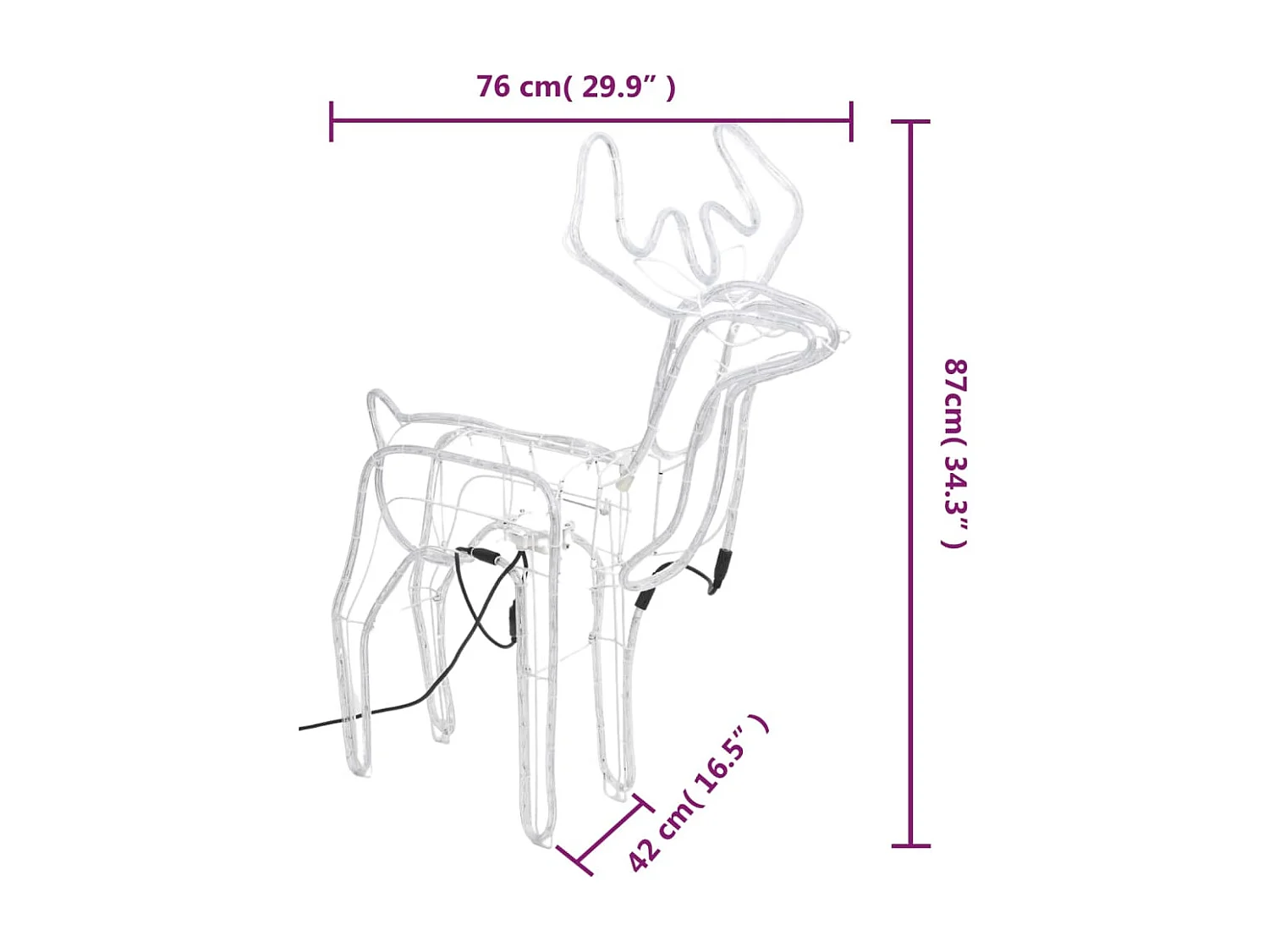 Rennes de Noël avec têtes mobiles 3 pcs Blanc chaud