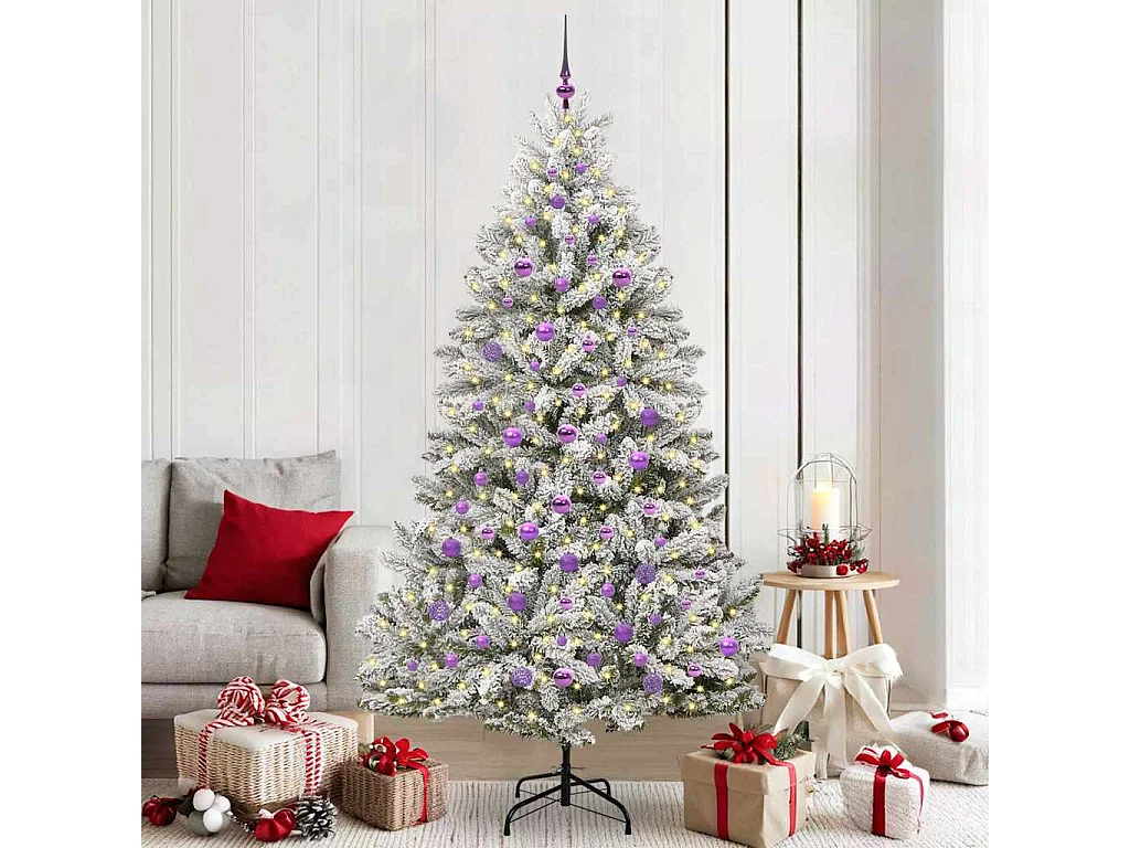 Sapin de Noël artificiel Vert et blanc 210 cm PVC et métal