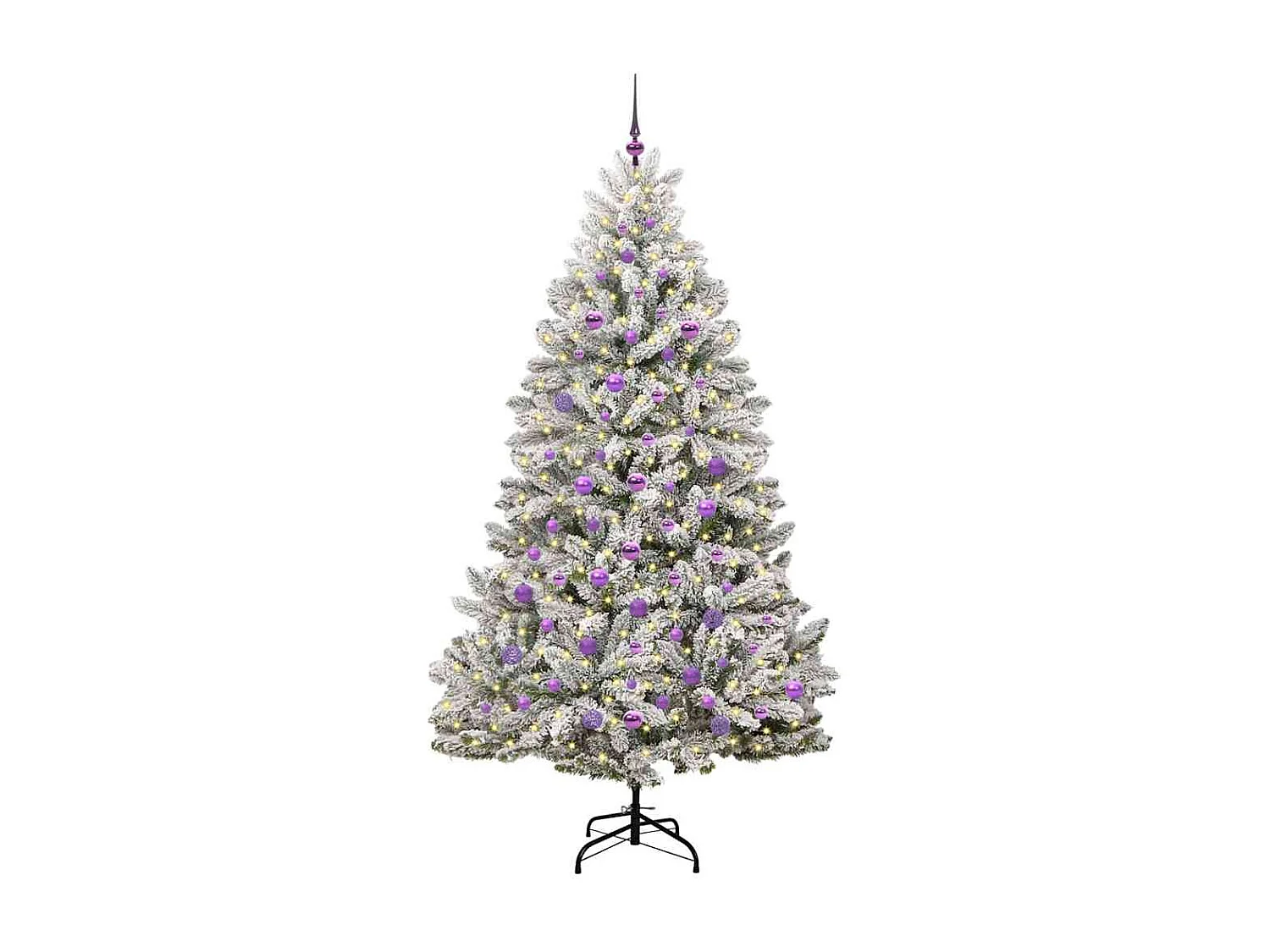 Sapin de Noël artificiel Vert et blanc 210 cm PVC et métal