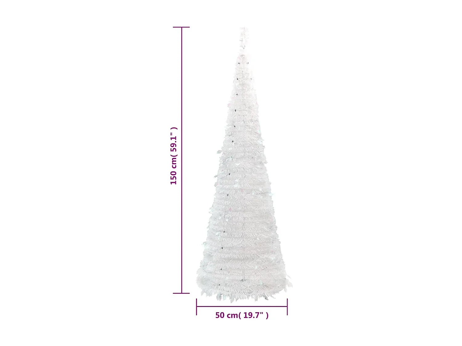 Albero di Natale artificiale retrattile 100 LED bianchi 150 cm
