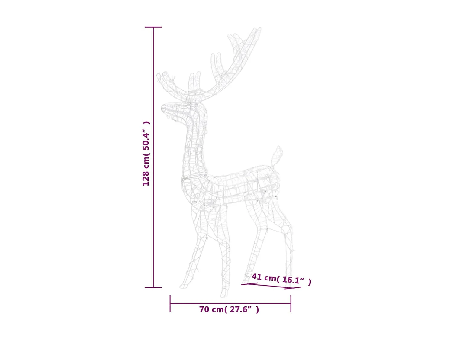 Kerstdecoratie rendier Acryl 140 kleurrijke LED's 120 cm