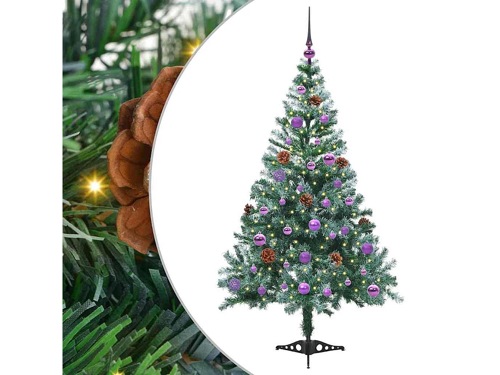 Künstlicher Weihnachtsbaum mit 150 LEDs Grün 150 cm PVC und Stahl