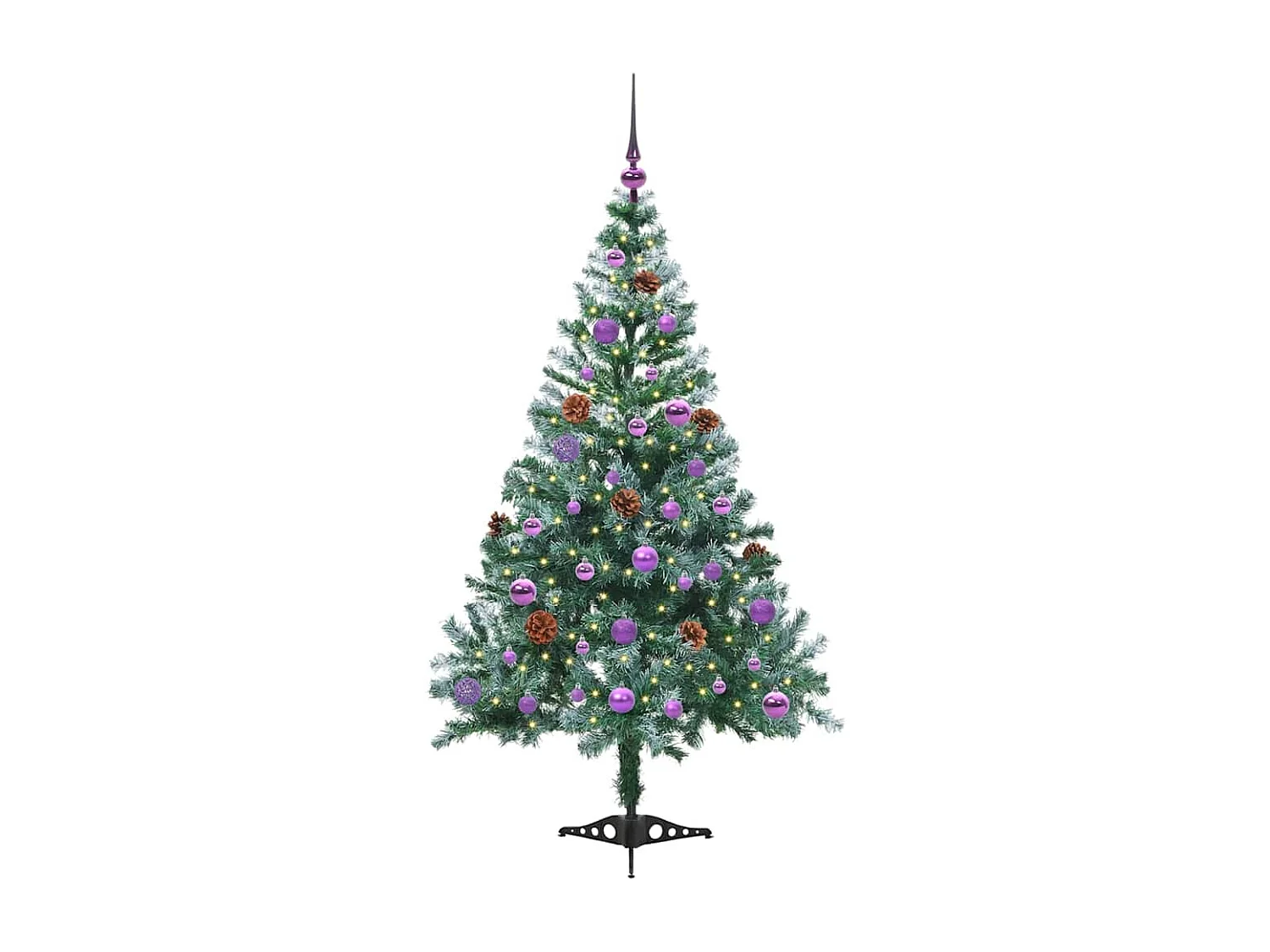 Künstlicher Weihnachtsbaum mit 150 LEDs Grün 150 cm PVC und Stahl