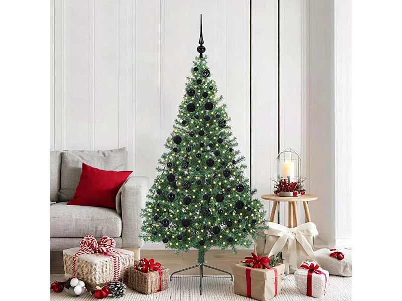 Künstlicher Weihnachtsbaum mit Beleuchtung, Grün, 180 cm, PVC