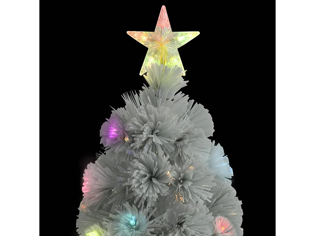 Voorverlichte witte kunstkerstboom 150 cm glasvezel