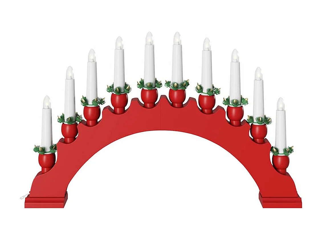 Arche de Bougies de Noël avec 10 Bougies LED Rouge