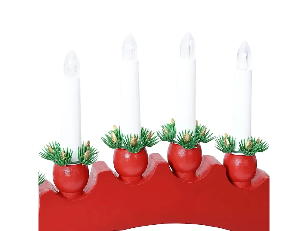 Kerstkaarsenboog met 10 rode LED-kaarsen