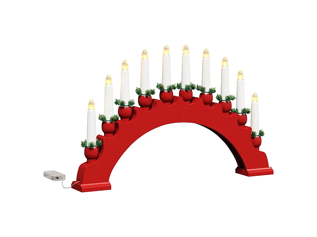 Arche de Bougies de Noël avec 10 Bougies LED Rouge
