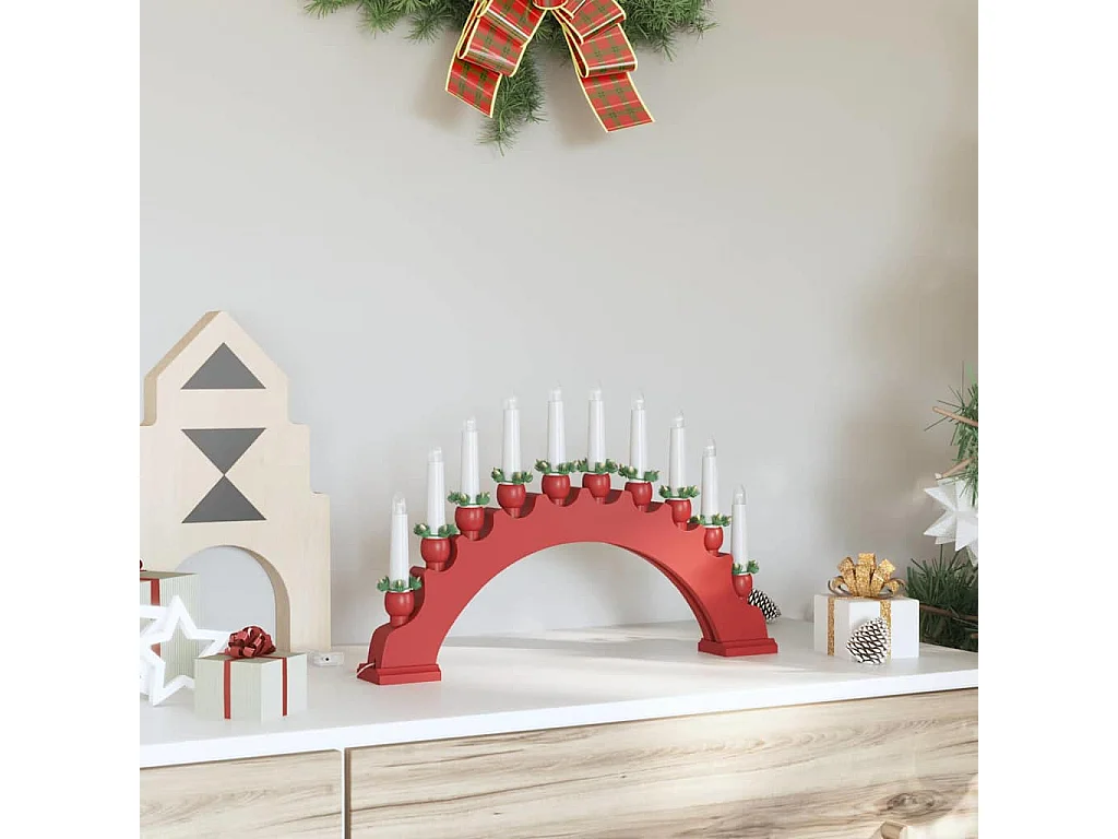 Arche de Bougies de Noël avec 10 Bougies LED Rouge