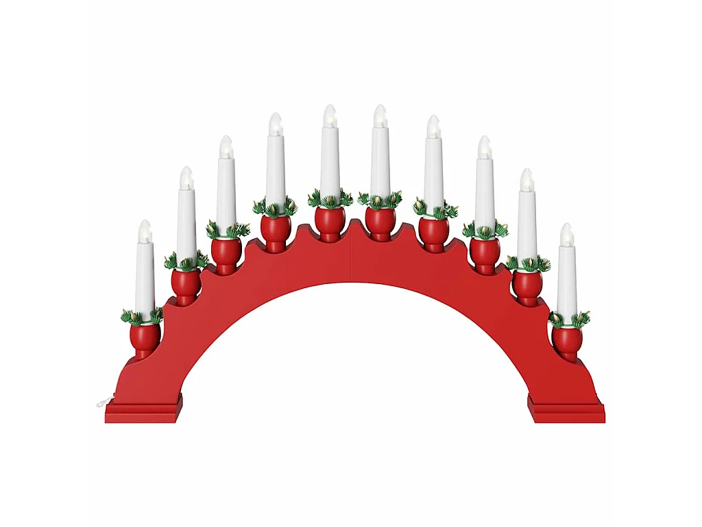 Arche de Bougies de Noël avec 10 Bougies LED Rouge