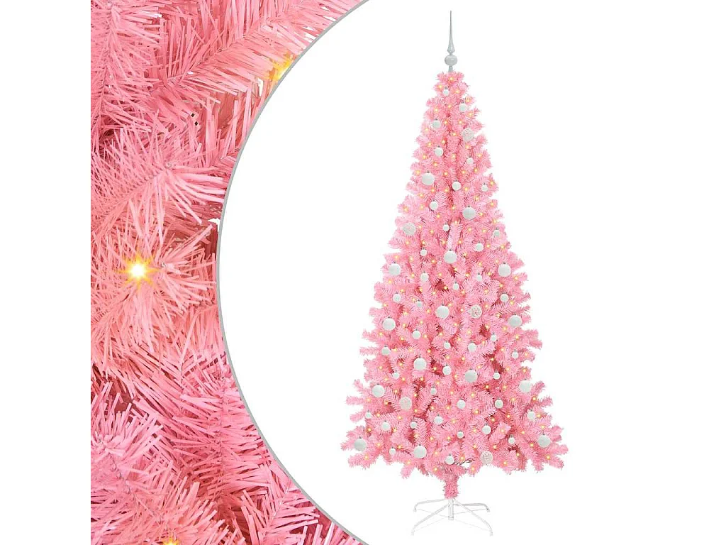 Weihnachtsbaum mit 300 LEDs mit Ständer Pink 210 cm PVC