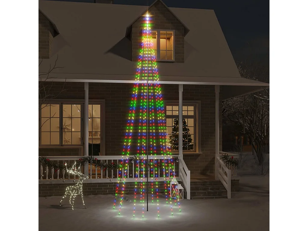 Kerstboom op vlaggenmast 732 LED's Gekleurd 500 cm
