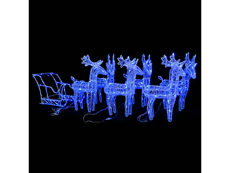 Décoration de Noël Rennes et traîneau 320 LED Acrylique