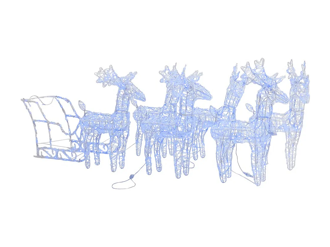 Décoration de Noël Rennes et traîneau 320 LED Acrylique