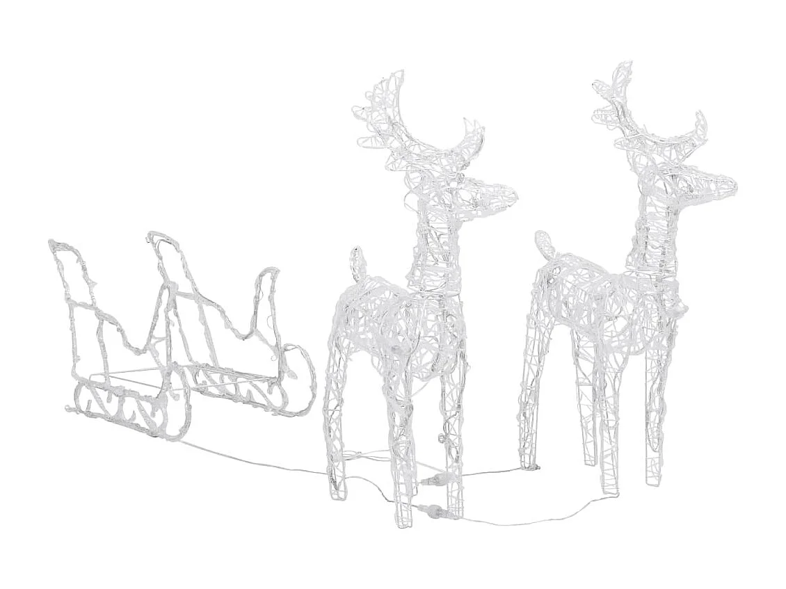 Décoration de Noël Rennes et traîneau 320 LED Acrylique