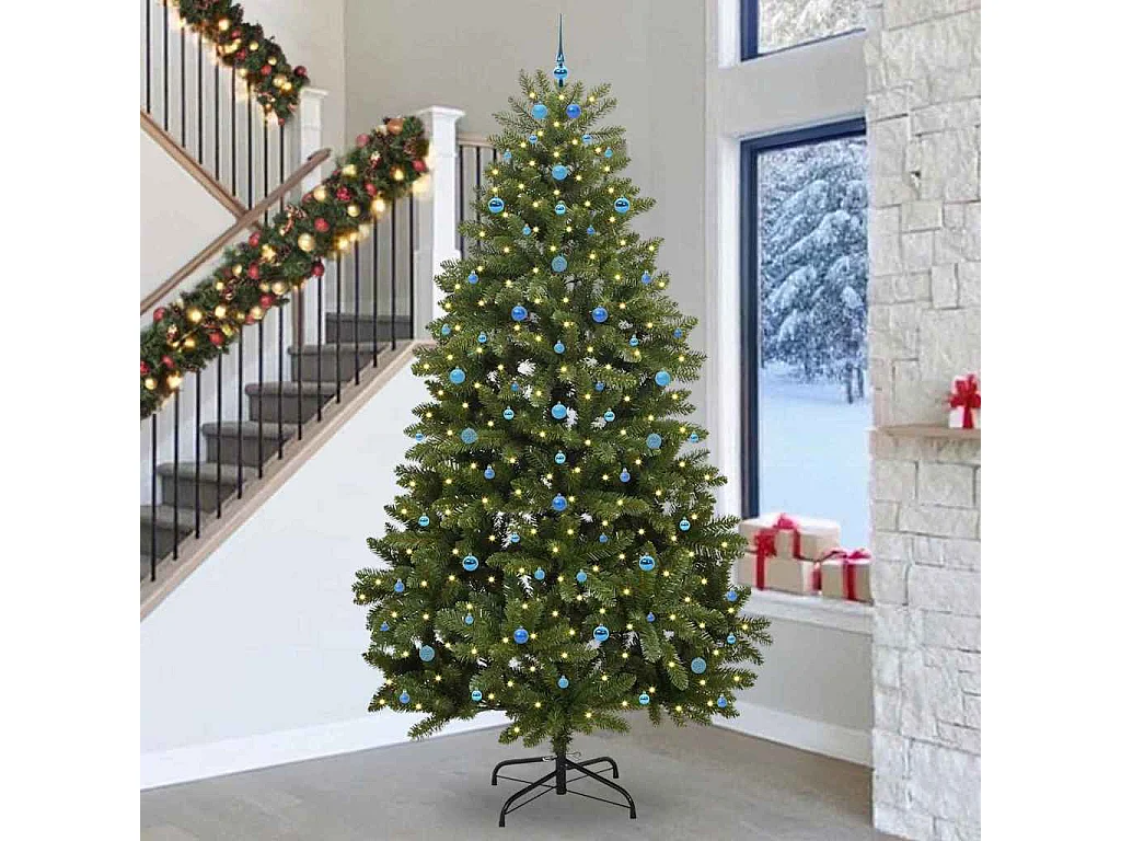 Sapin de Noël artificiel avec 300 LED Vert 300 cm PVC et métal