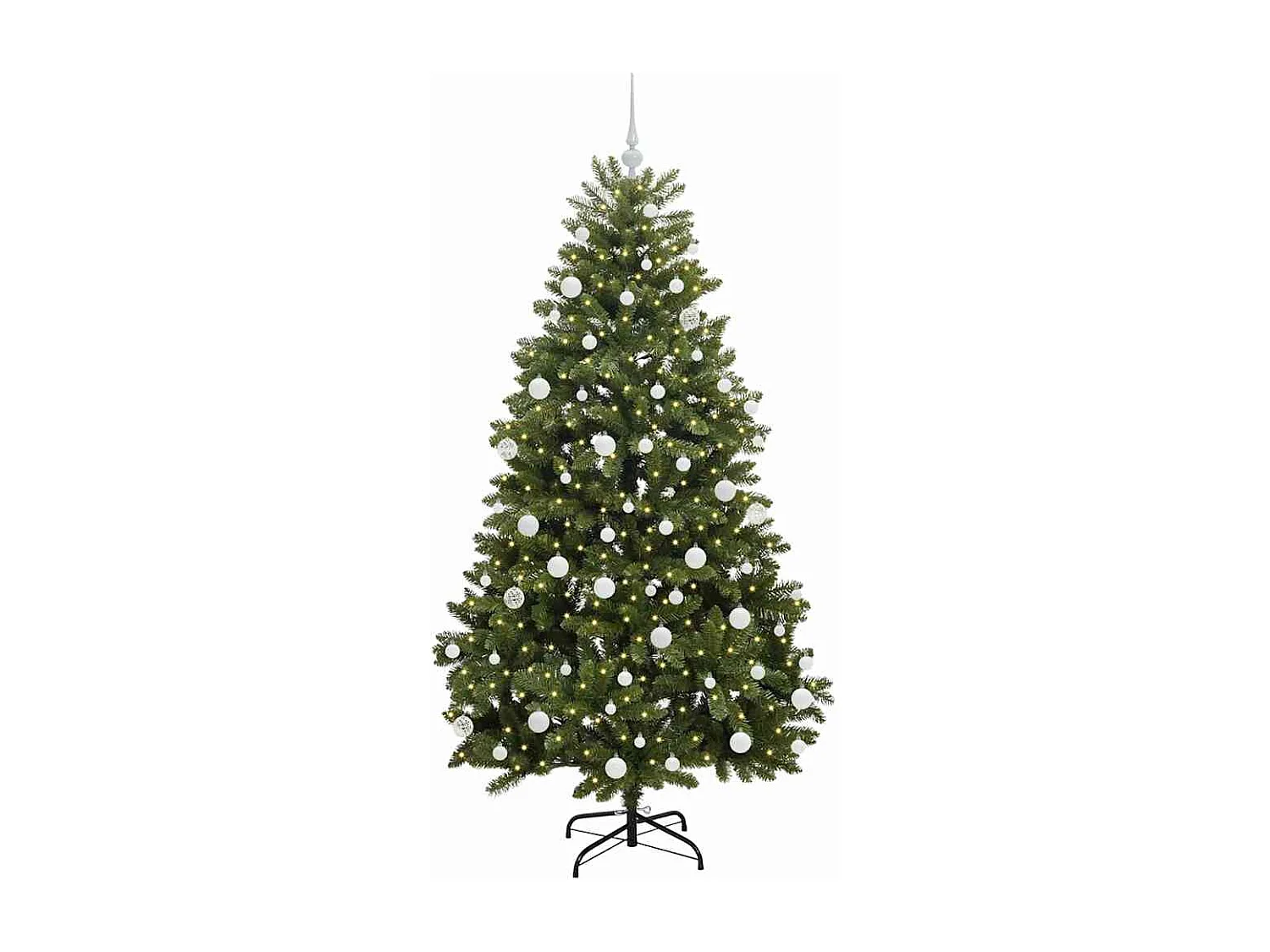 Sapin de Noël artificiel avec 300 LED Vert 180 cm PVC et métal