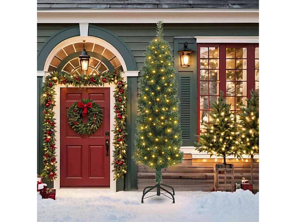 Albero di Natale artificiale Verde 210 cm PVC e acciaio e plastica