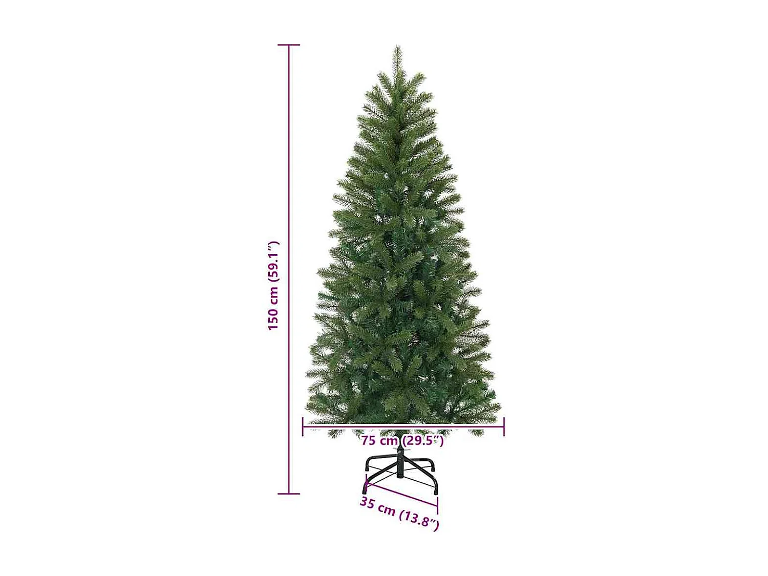 Kunstkerstboom Groen 150 cm PVC, PE en staal