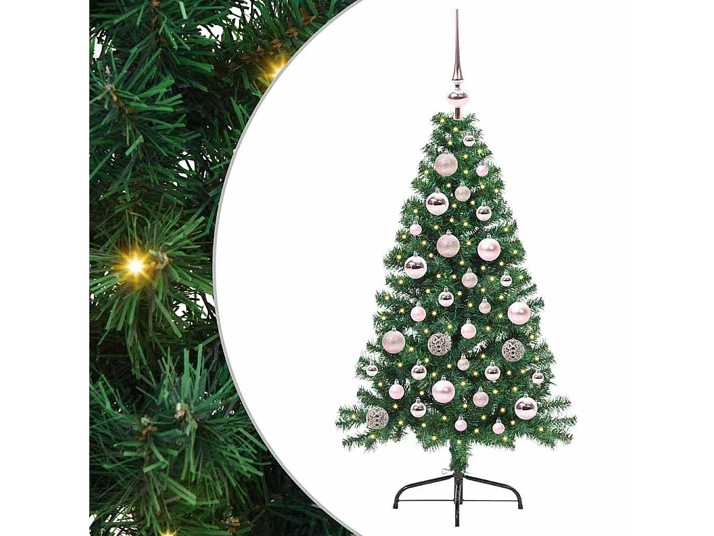 Albero di Natale artificiale preilluminato verde 120 cm in PVC