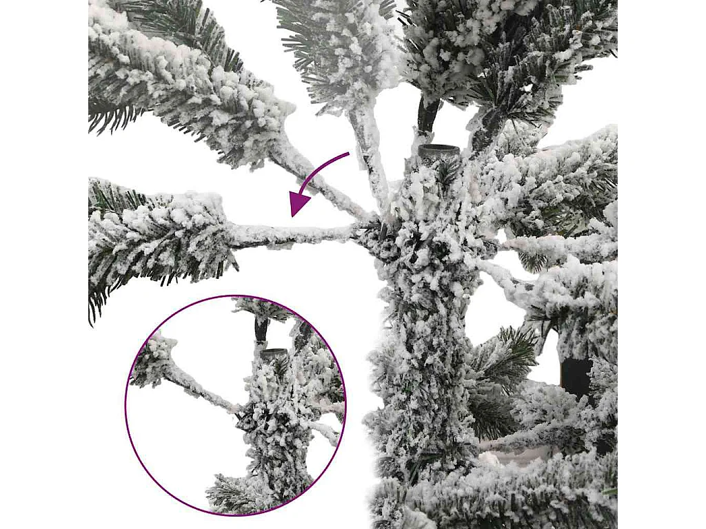 Kunstkerstboom met buigzame takken, pluizig van sneeuw