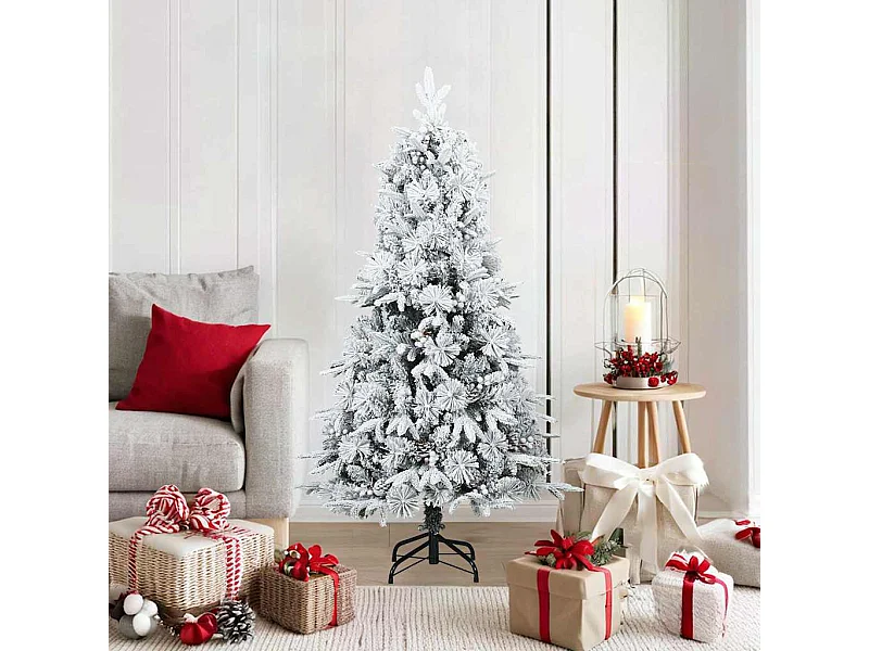 Kunstkerstboom met buigzame takken, pluizig van sneeuw