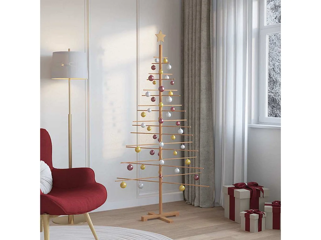 Arbre de Noël en bois avec support Marron 180 cm Bambou