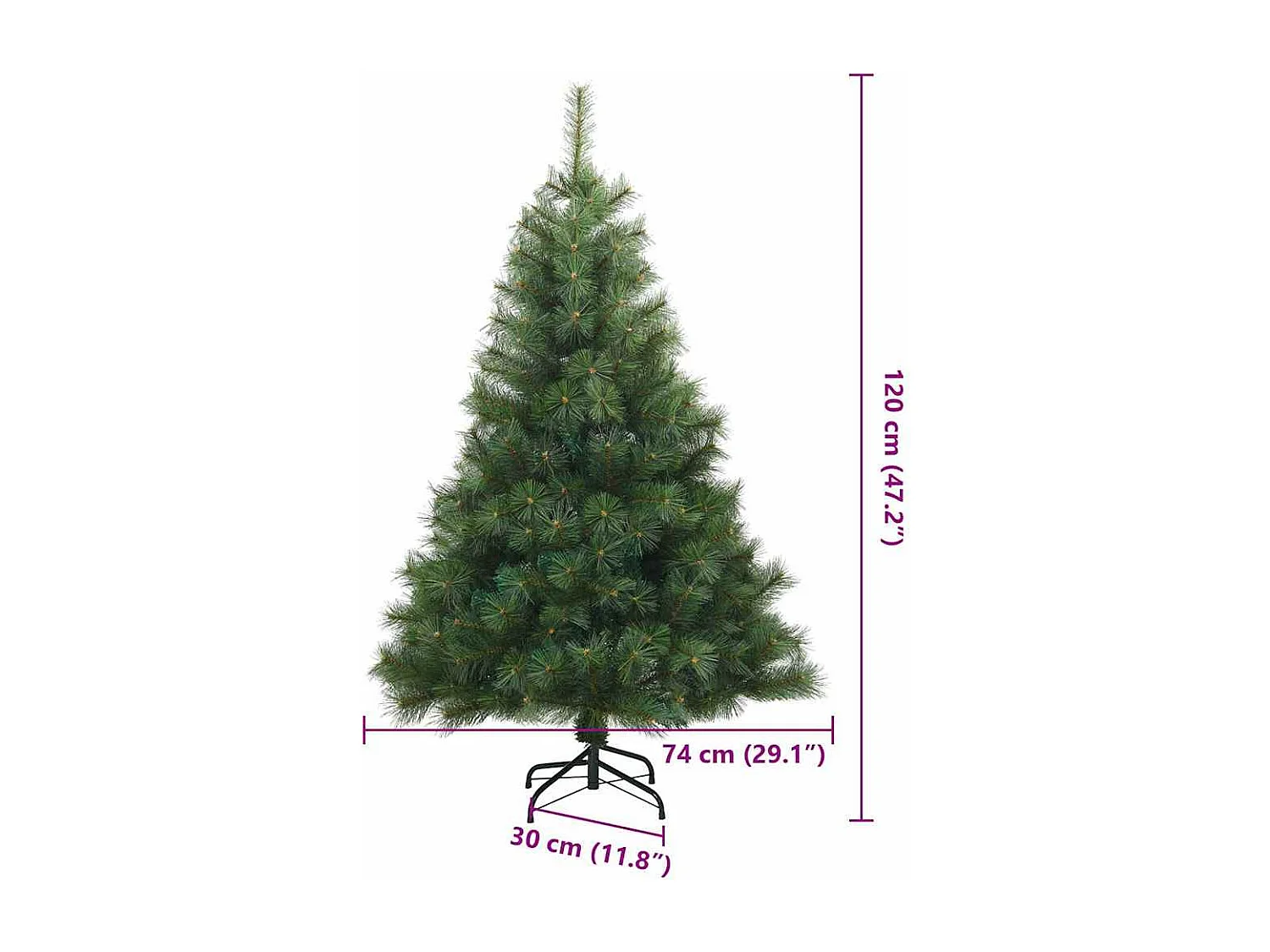 Albero di Natale artificiale con rami incernierati verde 120 cm