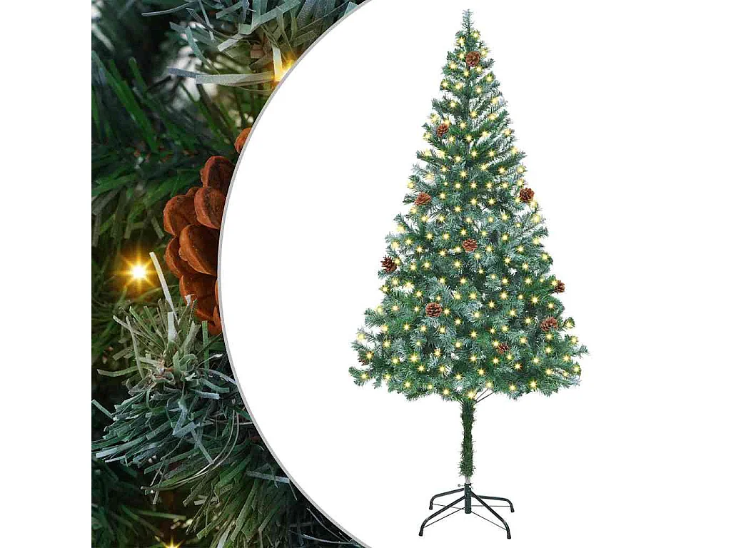 Sapin de Noël artificiel avec 300 LED Vert 180 cm PVC et Acier