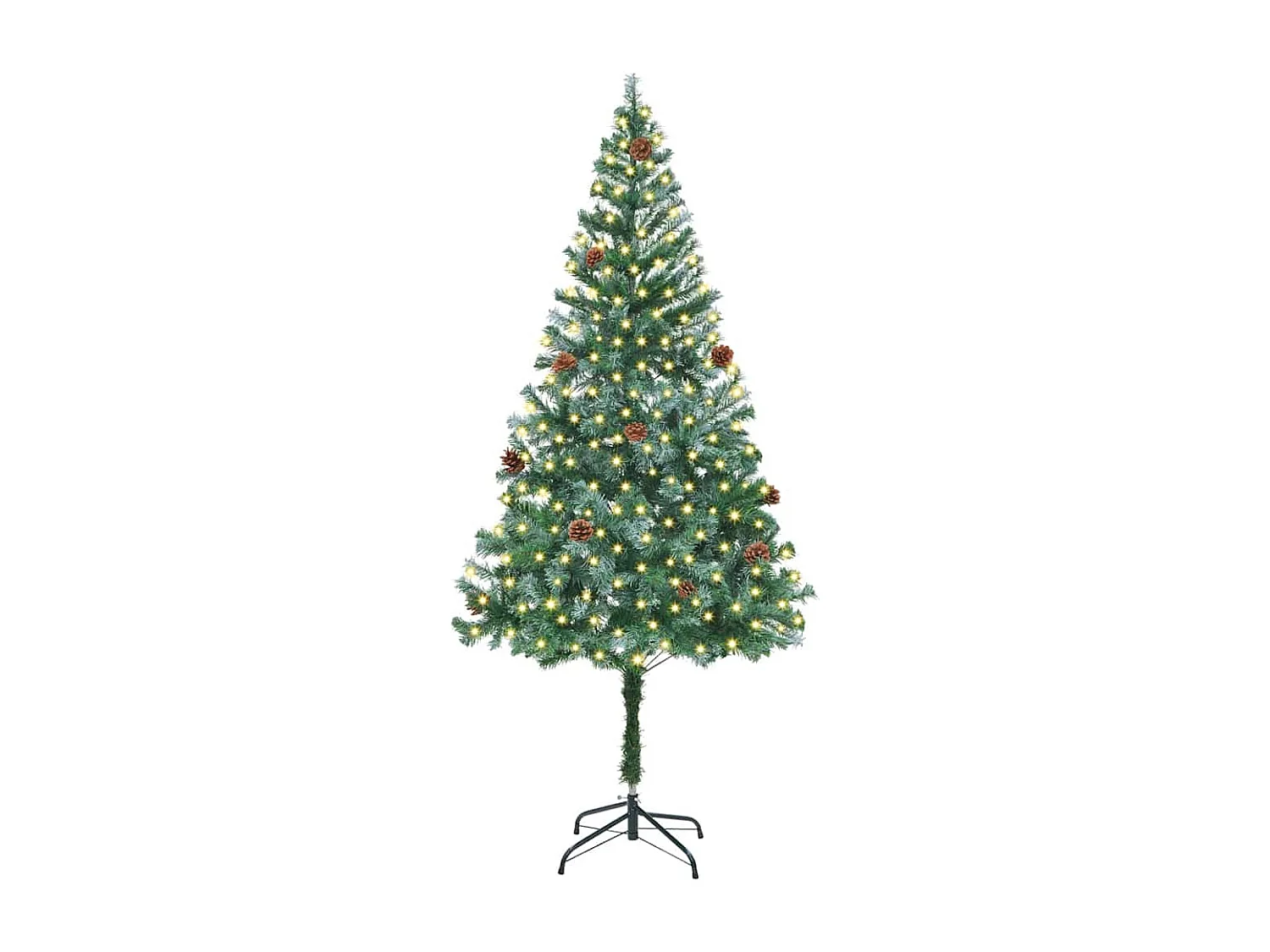 Sapin de Noël artificiel avec 300 LED Vert 180 cm PVC et Acier