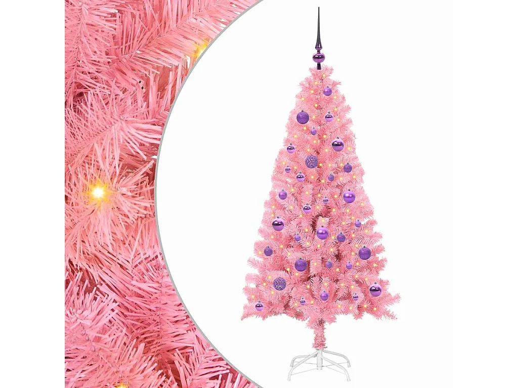 Weihnachtsbaum mit 150 LEDs mit Ständer Pink 150 cm PVC