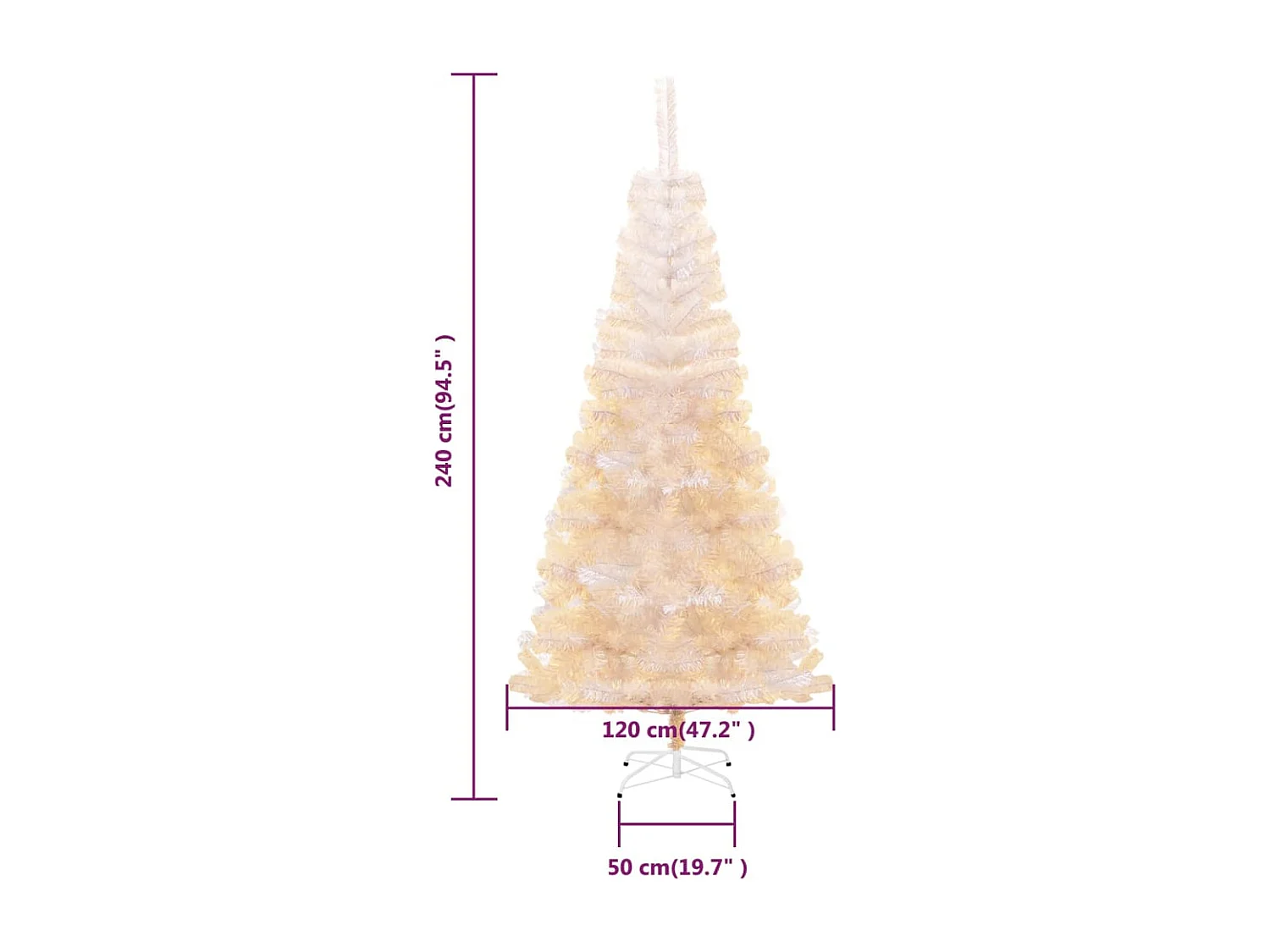 Sapin de Noël artificiel pointes iridescentes Blanc 240 cm PVC