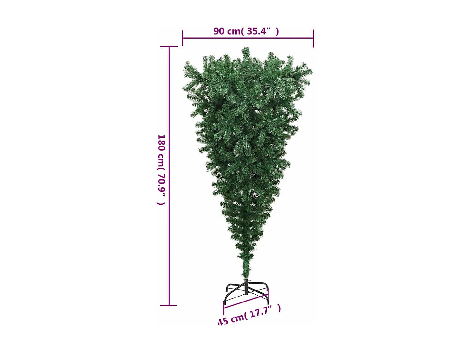 Sapin de Noël artificiel renversé avec support Vert 180 cm