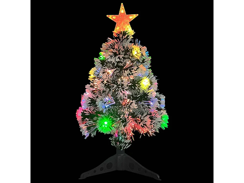 Albero di Natale artificiale in fibra ottica bianco/blu preilluminato