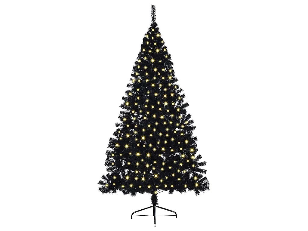 Sapin de Noël artificiel pré-éclairé Noir 210 cm PVC