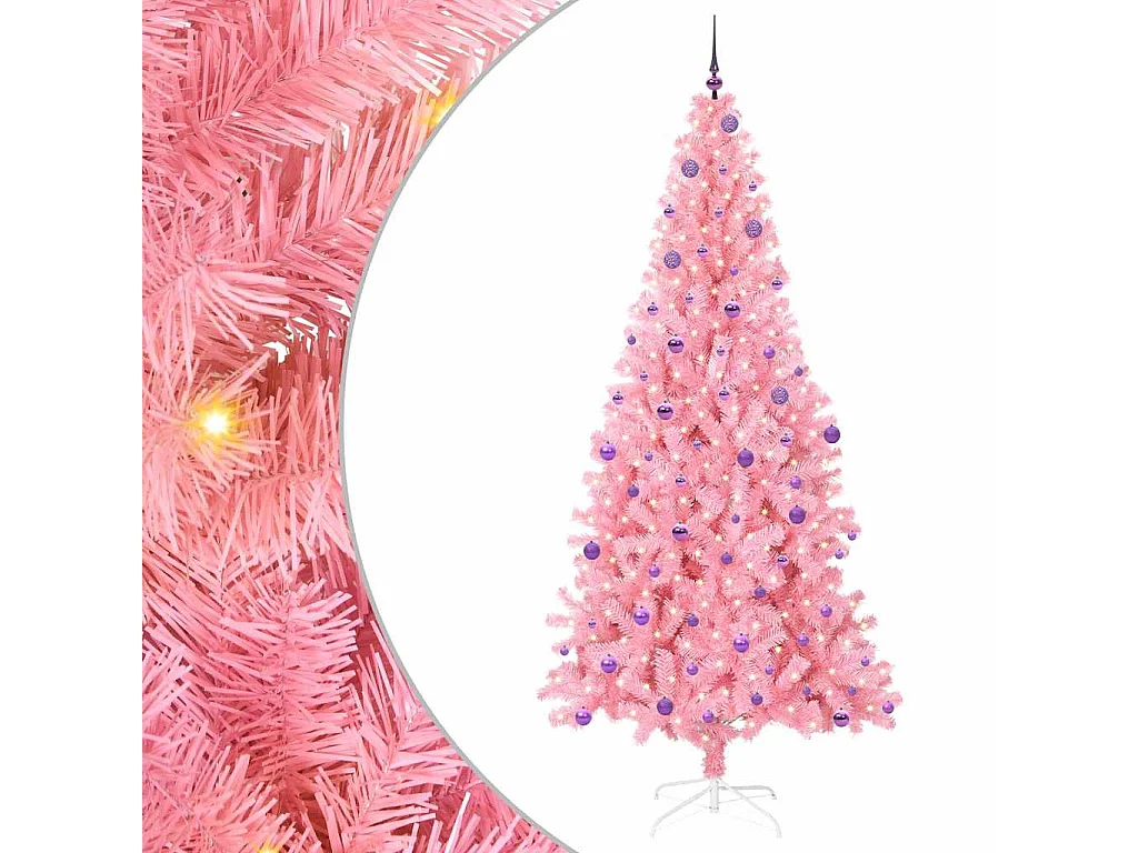 Sapin de Noël avec 300 LED avec support Rose 240 cm PVC
