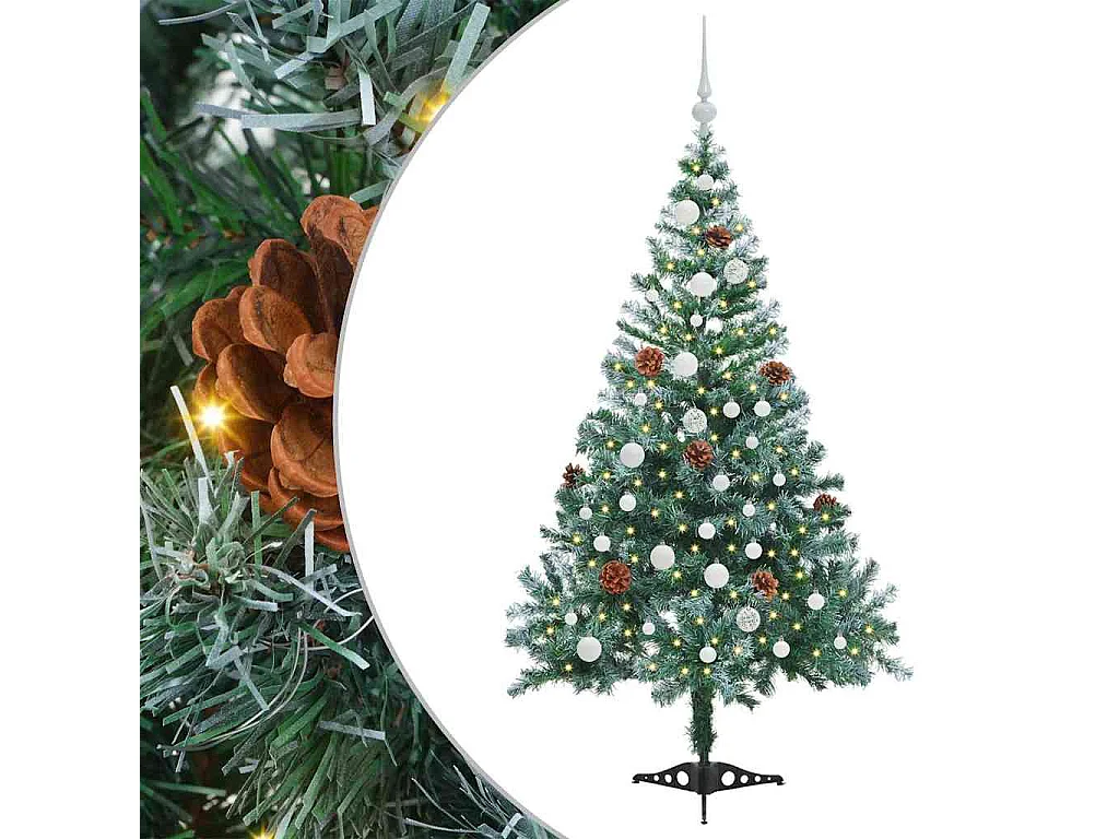 Albero di Natale artificiale con 150 LED Verde 150 cm PVC e Acciaio