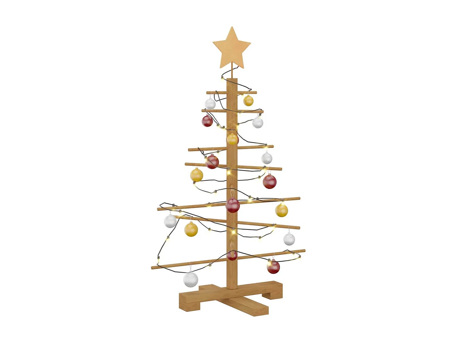 Albero di Natale in legno con supporto Marrone 75 cm Bambù