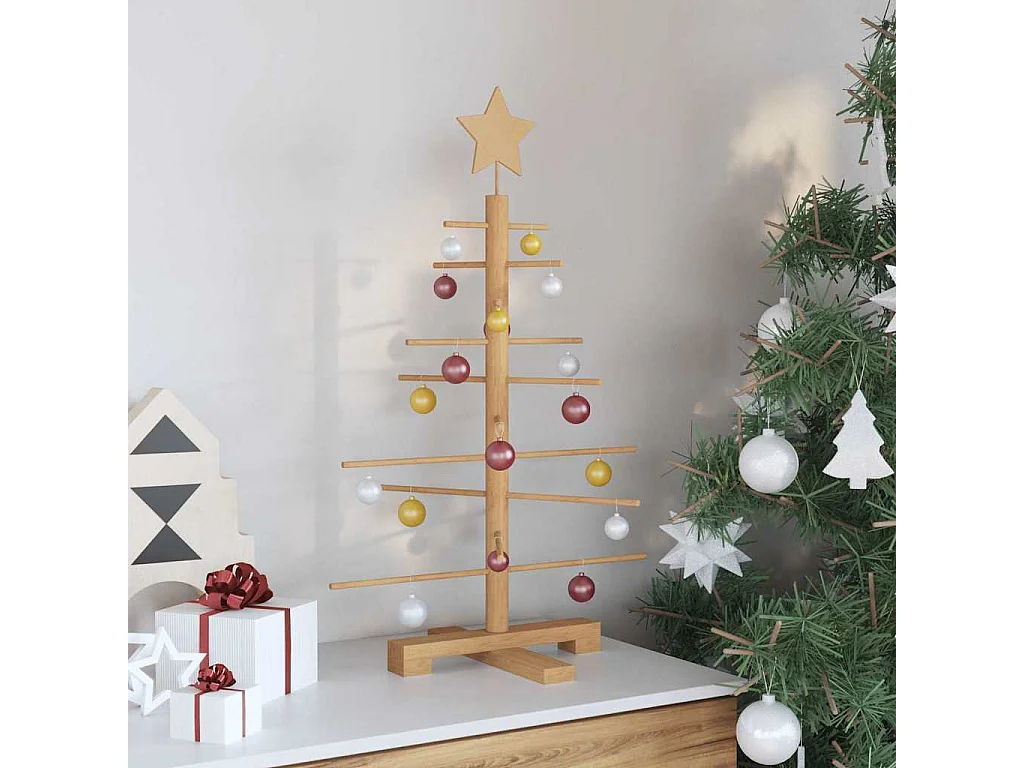 Albero di Natale in legno con supporto Marrone 75 cm Bambù