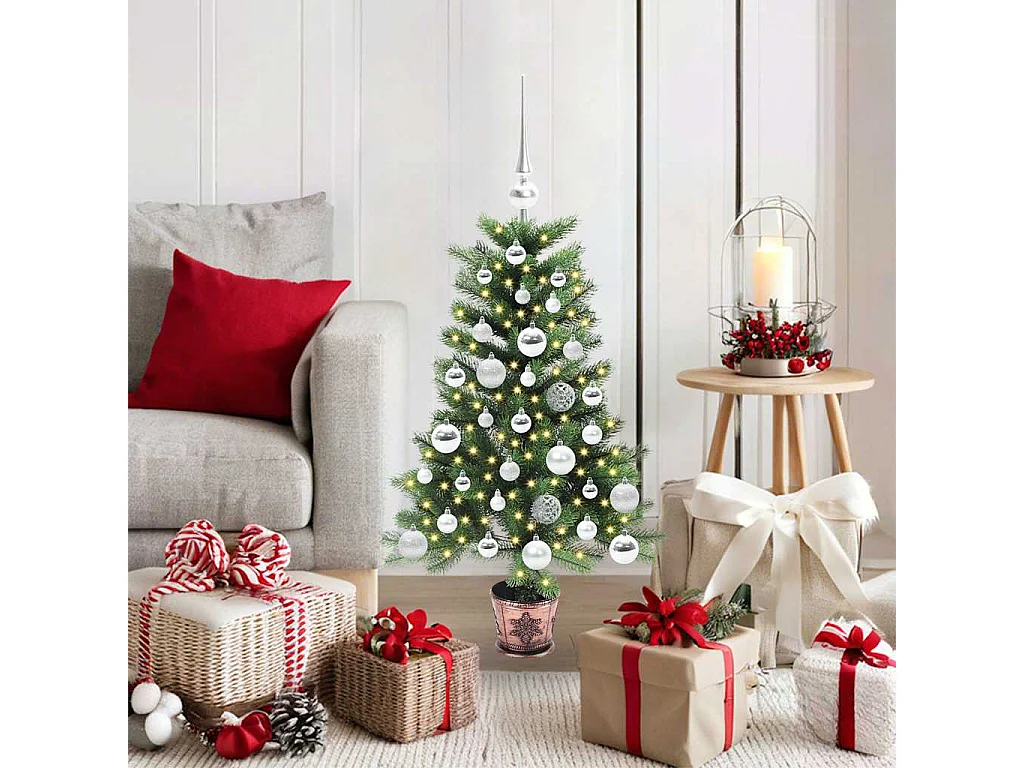 Sapin de Noël avec 150 LED avec support Vert 90 cm PE