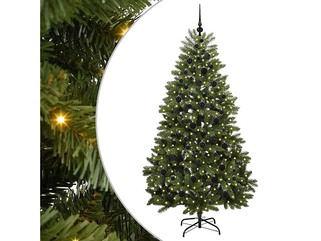 Albero di Natale artificiale con 300 LED Verde 210 cm PVC e metallo