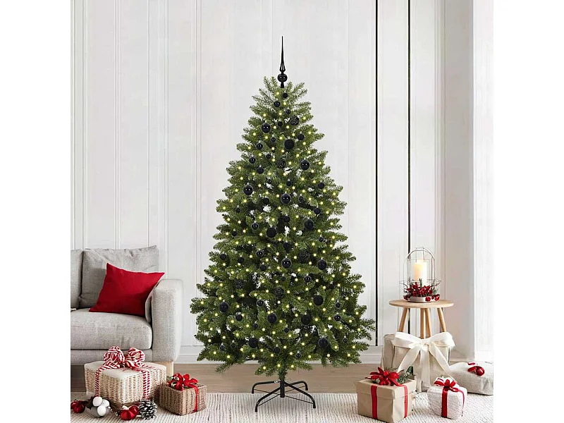 Albero di Natale artificiale con 300 LED Verde 210 cm PVC e metallo