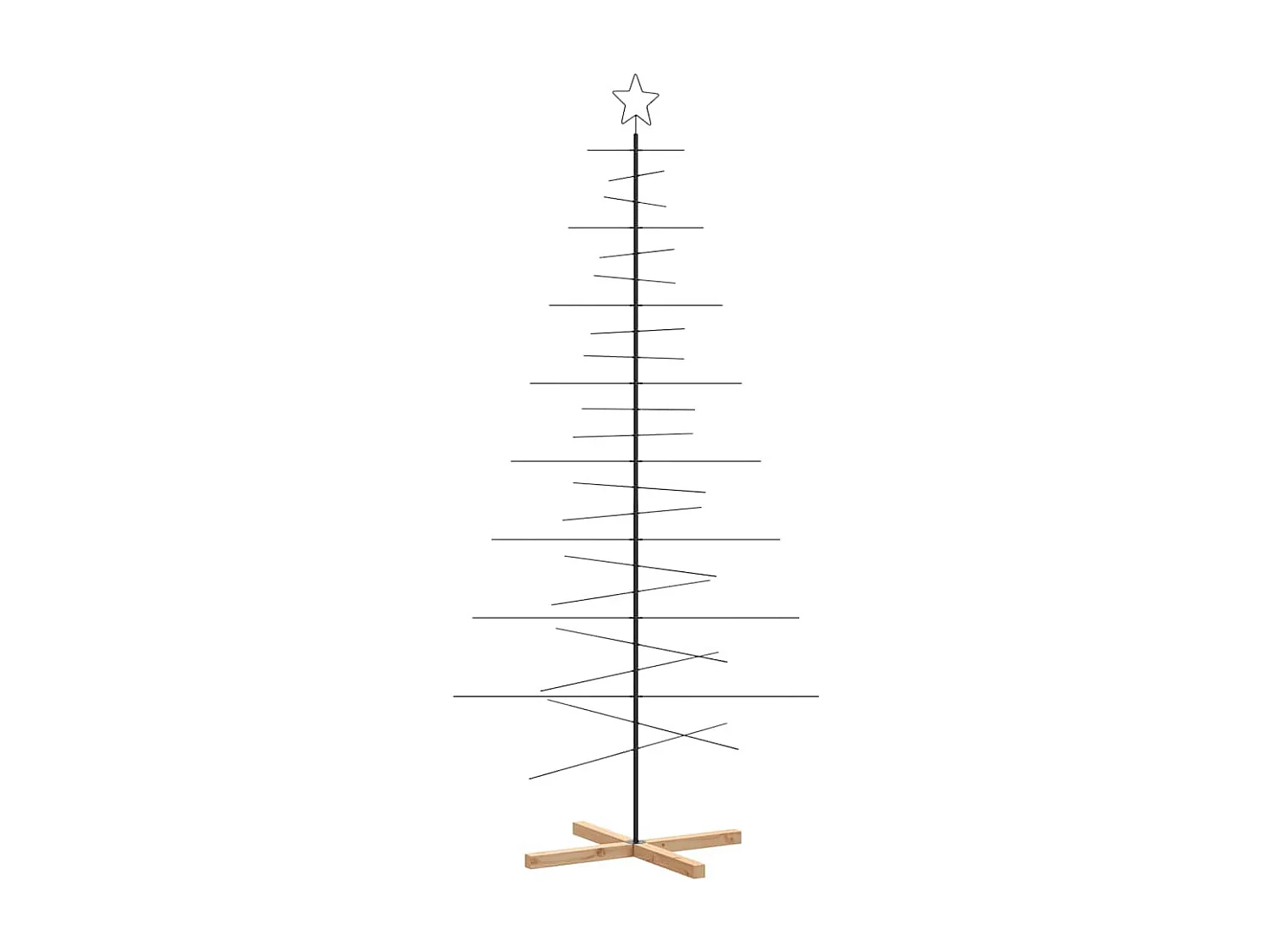 Albero di Natale in metallo con base in legno nero 210 cm