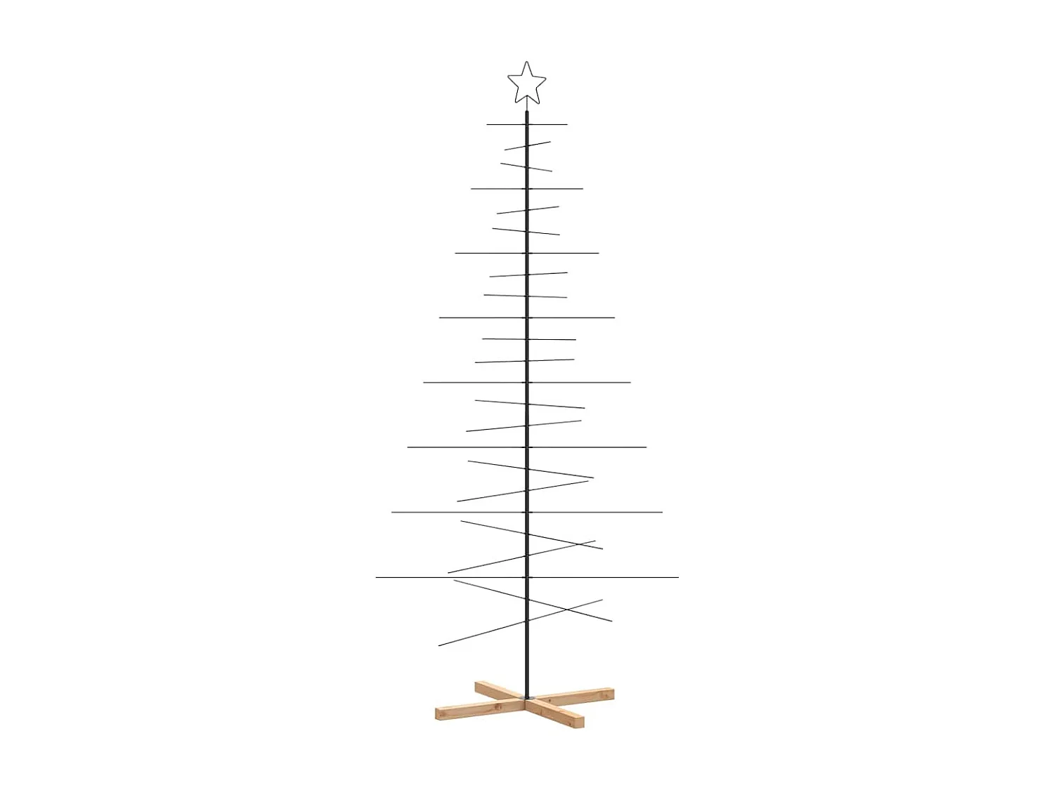Albero di Natale in metallo con base in legno nero 210 cm