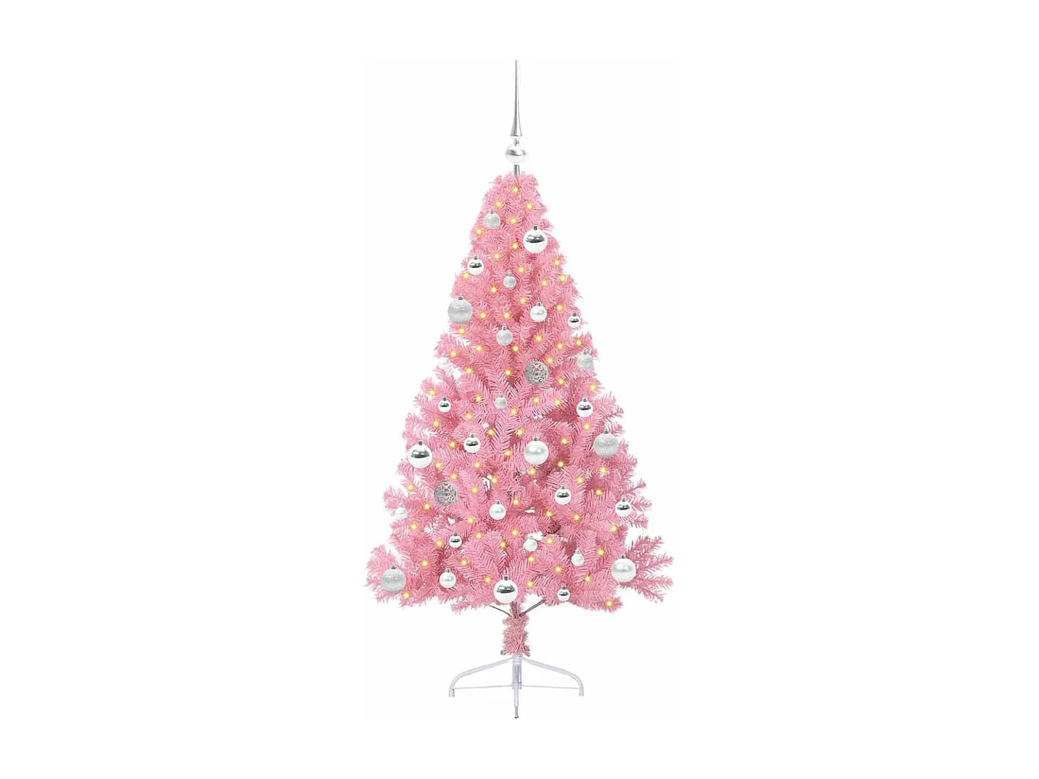 Künstlicher Weihnachtsbaum mit Beleuchtung, Rosa, 150 cm, PVC
