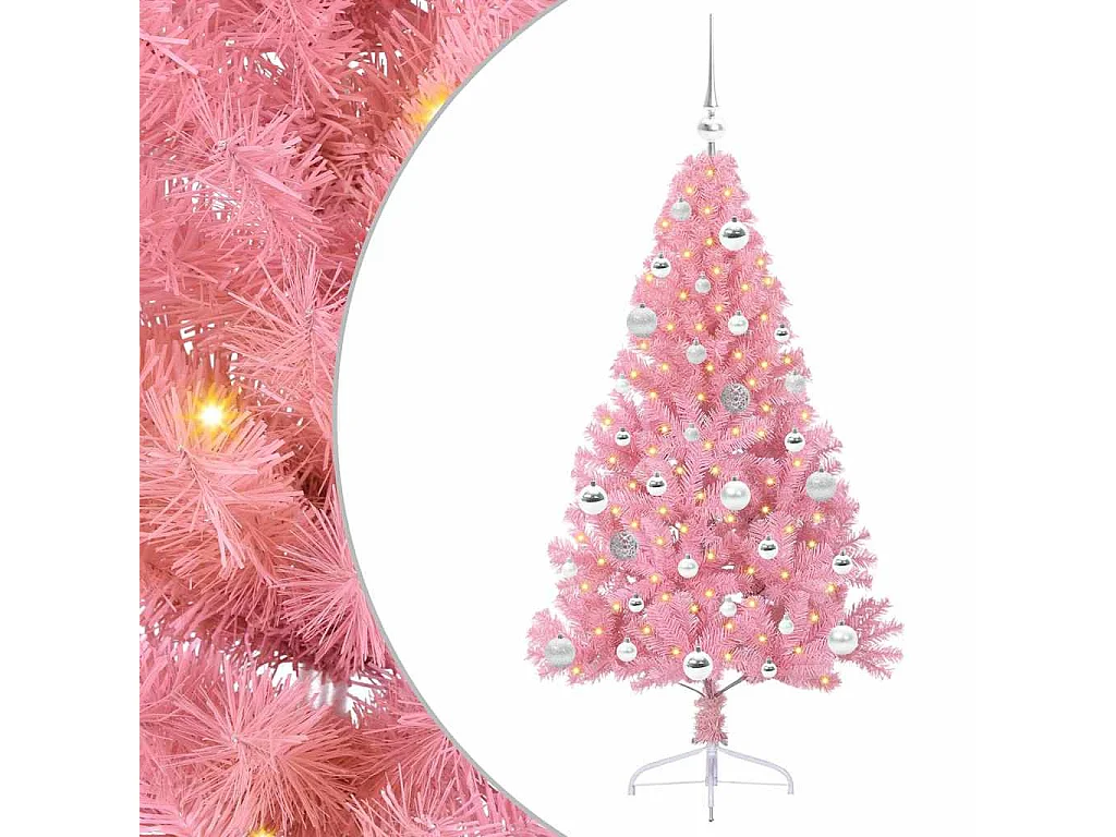 Sapin de Noël artificiel pré-éclairé Rose 150 cm PVC