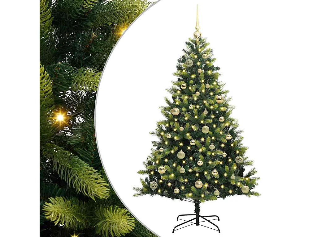 Arbre de Noël artificiel à charnières 150 LED Vert 150 cm