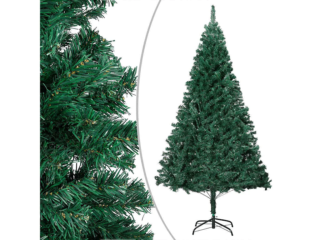 Albero di Natale artificiale preilluminato con palline verdi 150 cm PVC